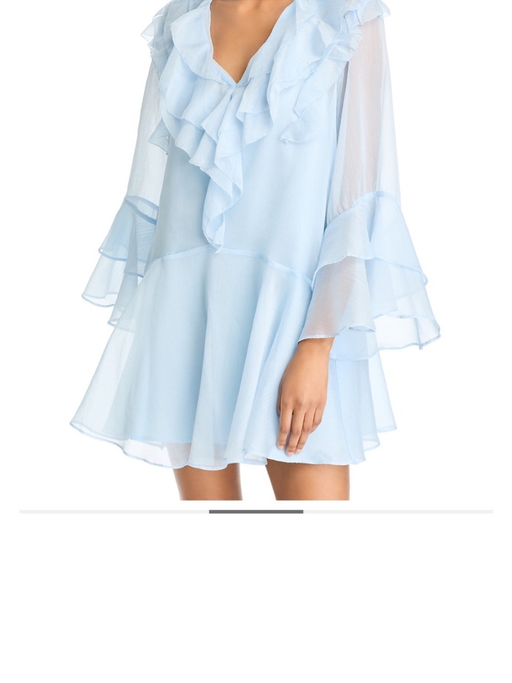 Light Blue Ruffle V-Neck Mini Dress - Picture 2 of 3